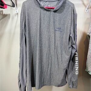 Bassdash Gray Long Sleeve Hooded Fishing Shirt UPF Performance XL